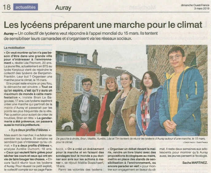 Les lycéens préparent une marche pour le climat