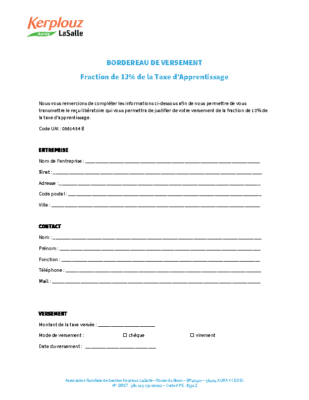 Bordereau de versement – Format PDF