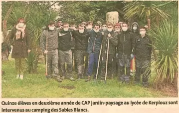 Les élèves de Kerplouz en stage au camping ( 1 article Ouest-France et 1 article Le Télégramme)