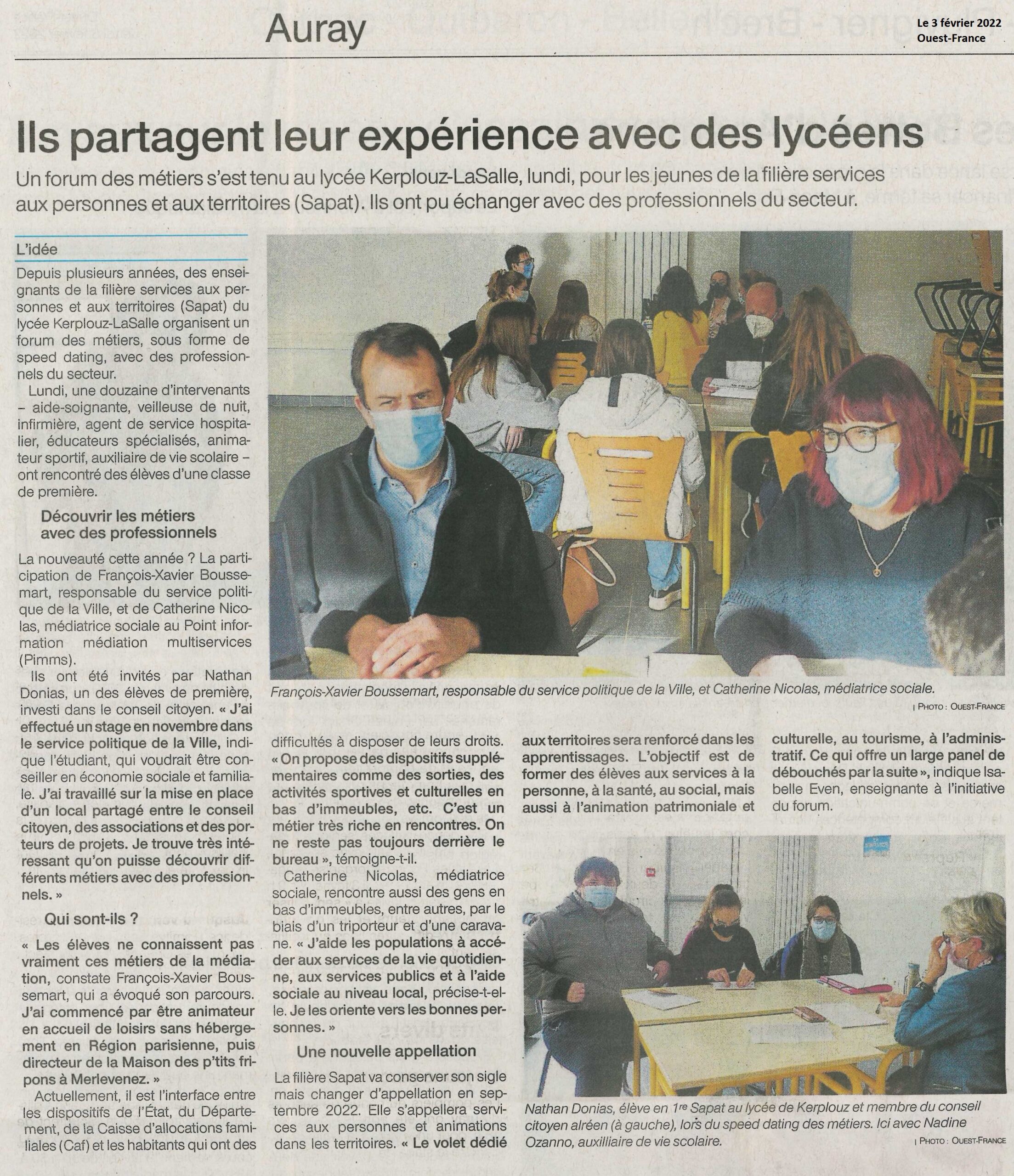 Ils partagent leur expérience avec des lycéens