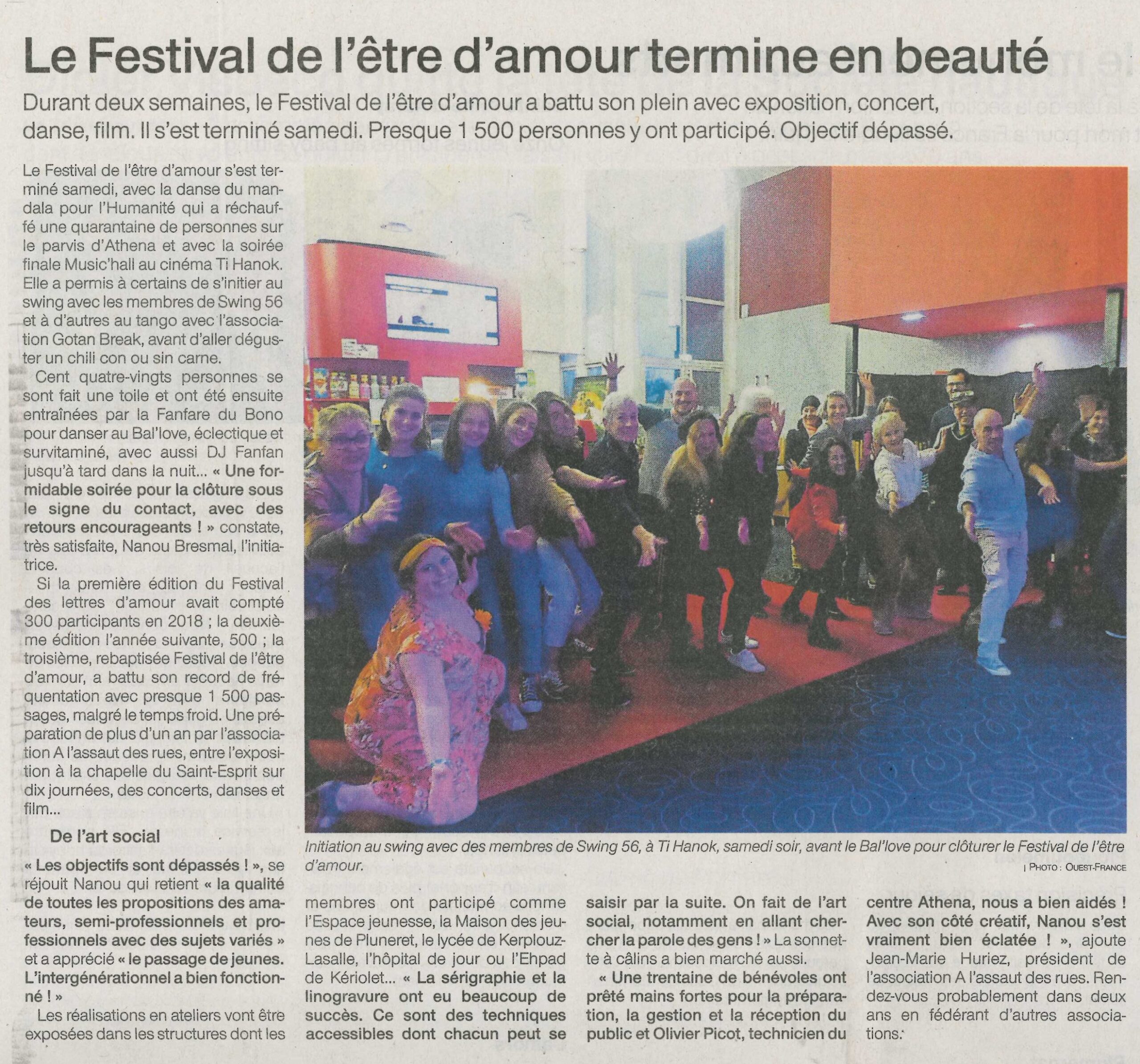 Le Festival de l’être d’amour termine en beauté