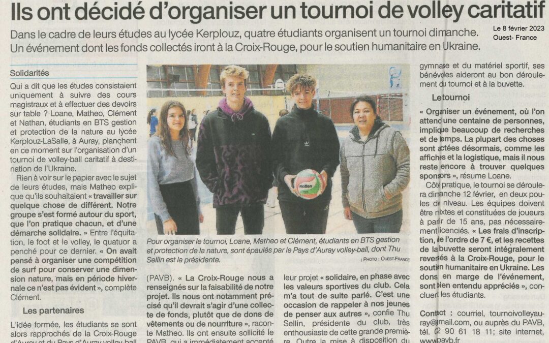 Ils ont décidé d’organiser un tournoi de volley caritatif