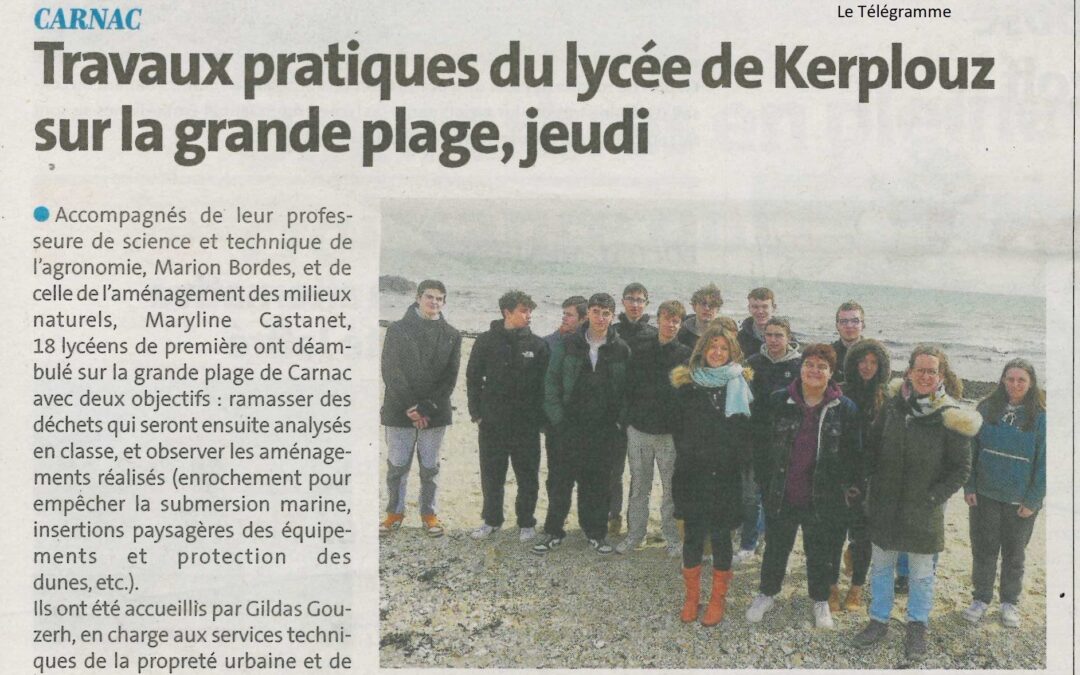 Carnac. Travaux pratiques du lycée de Kerplouz sur la grande plage, jeudi