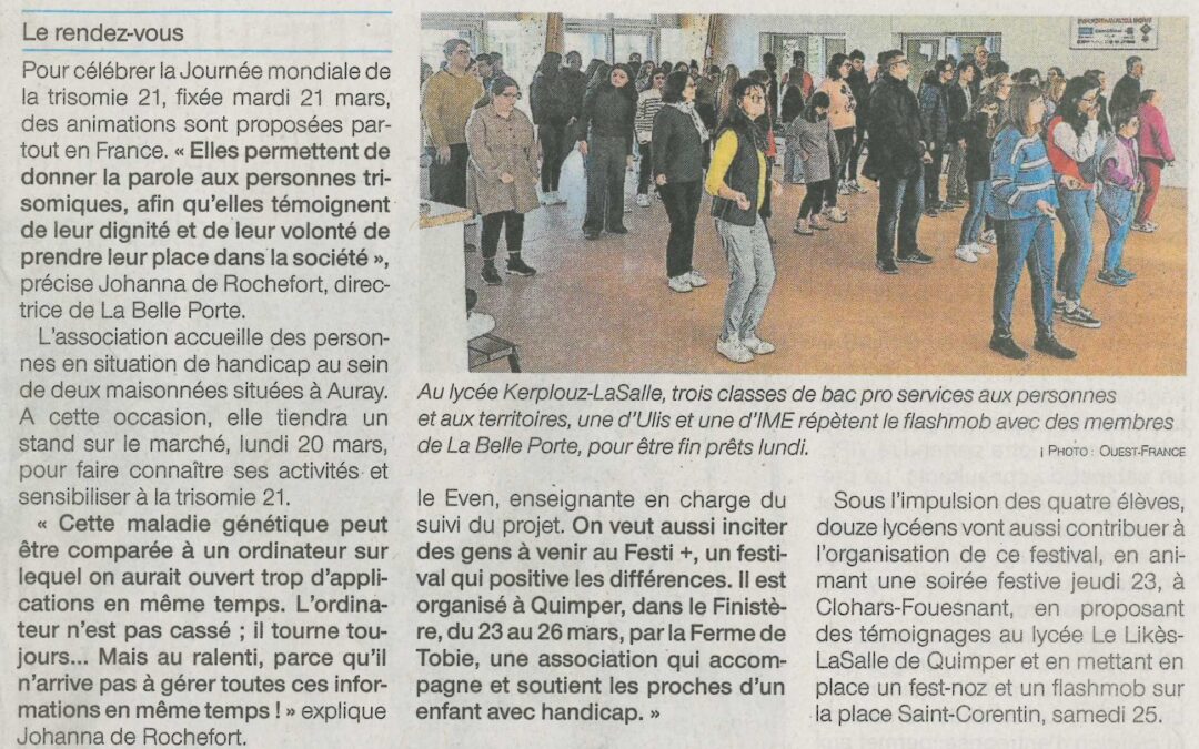 Un flashmob pour la Journée de la trisomie 21 (1 article OF + 1 article LT)