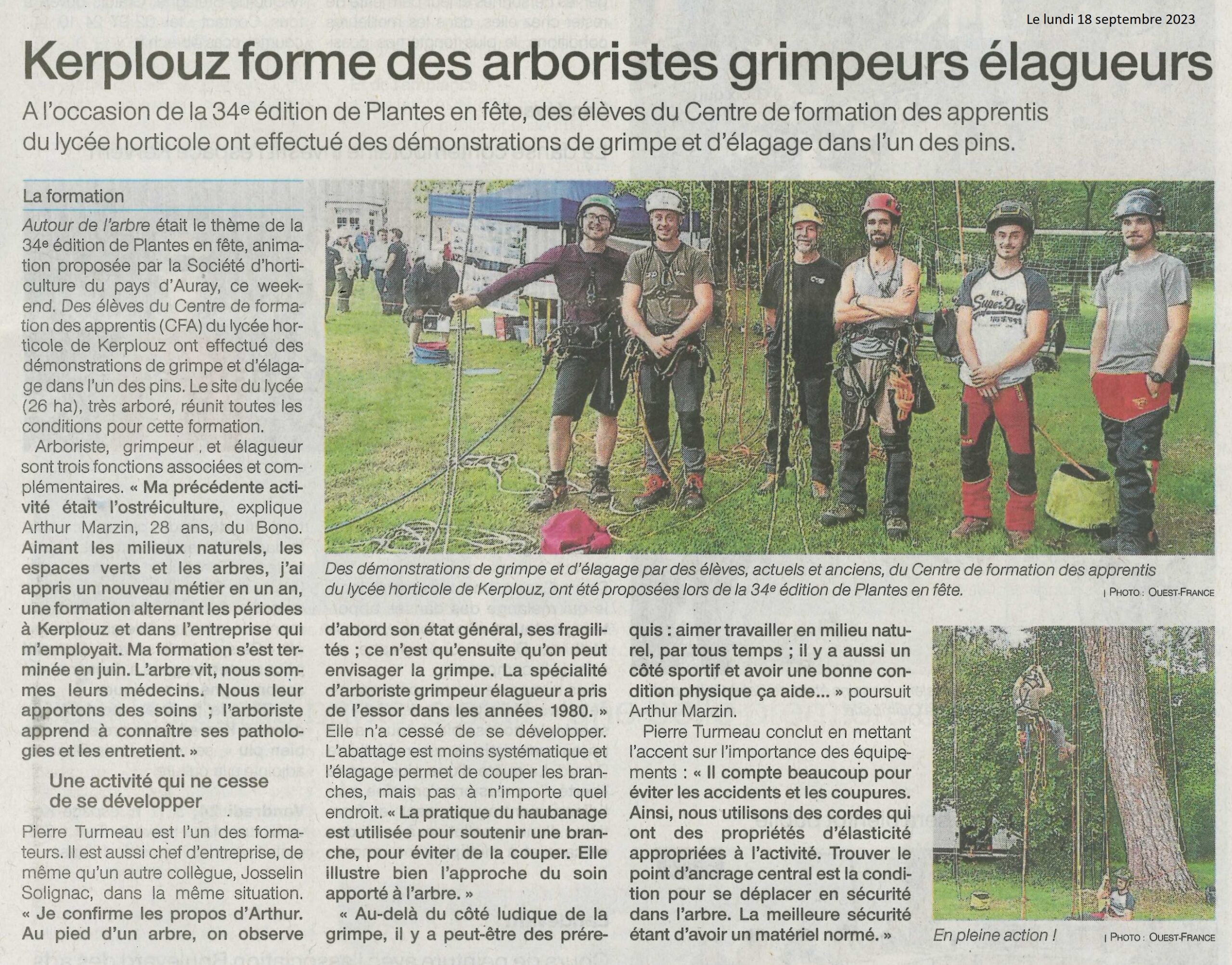 Kerplouz forme des arboristes grimpeurs élagueurs