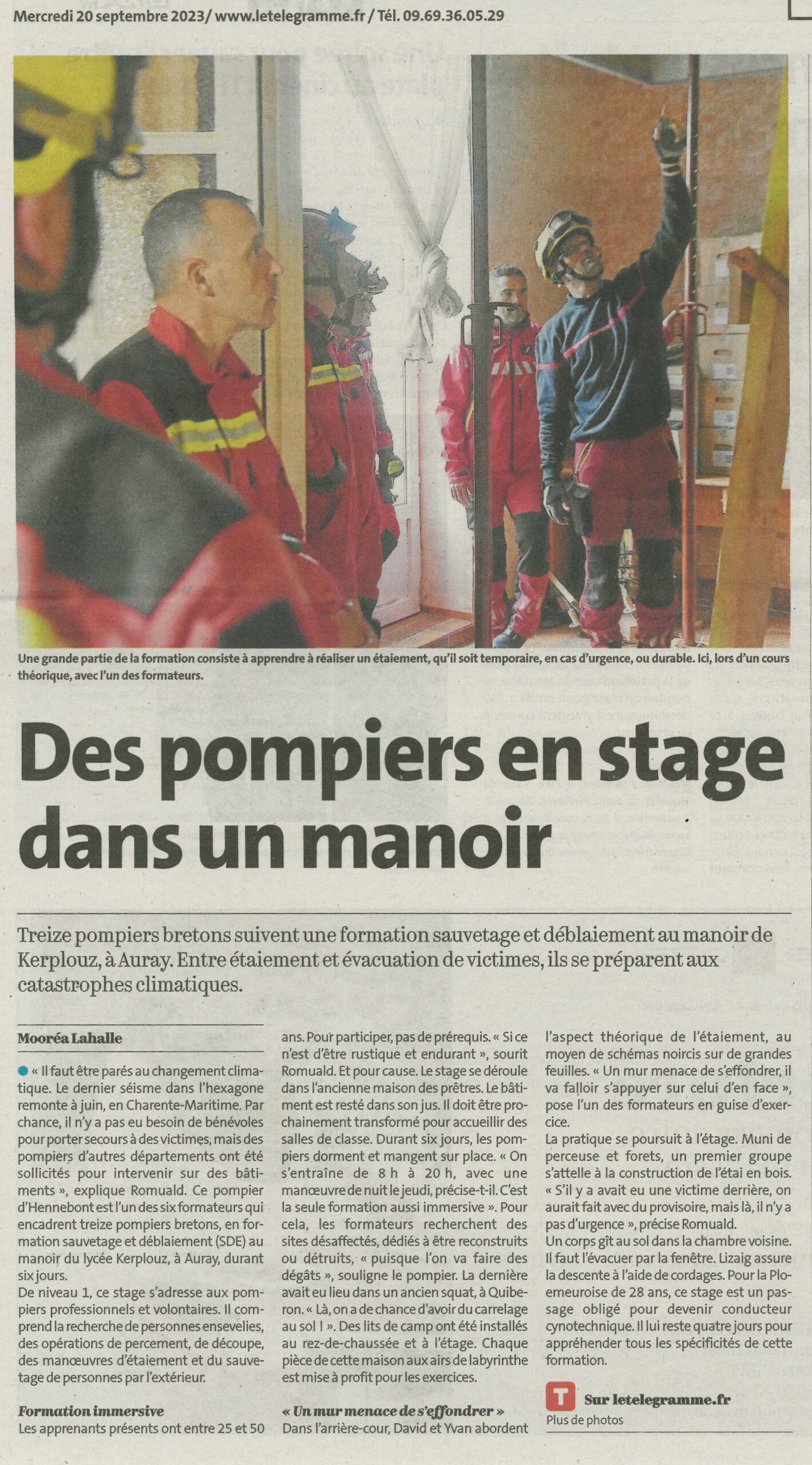 Des pompiers en stage dans un manoir