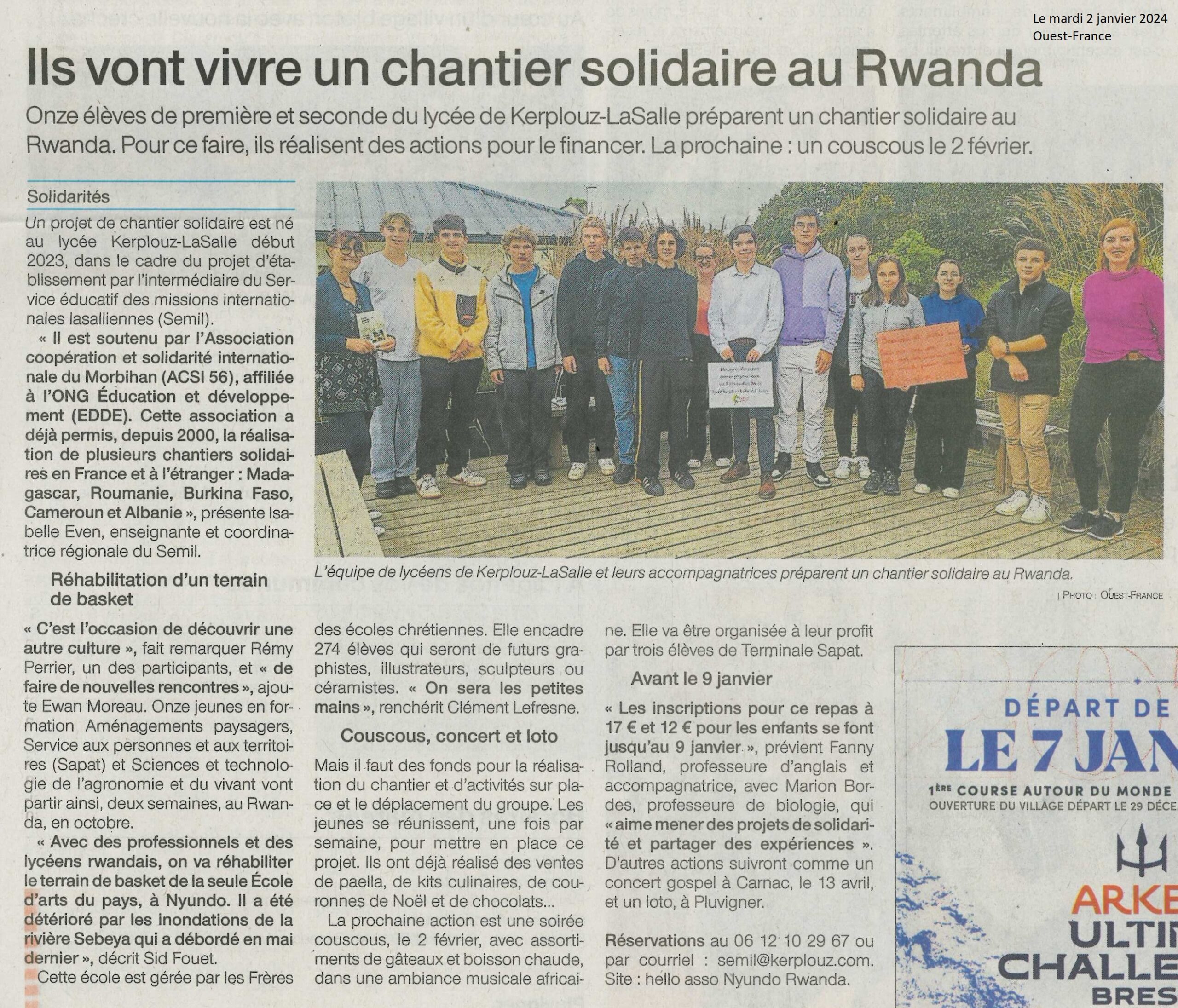 Ils vont vivre un chantier solidaire au Rwanda
