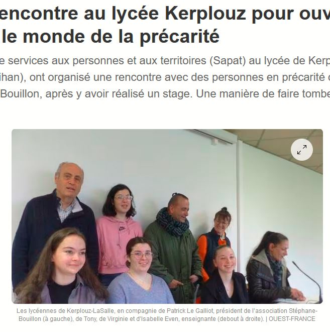 Auray. Une rencontre au lycée Kerplouz pour ouvrir les yeux sur le monde de la précarité