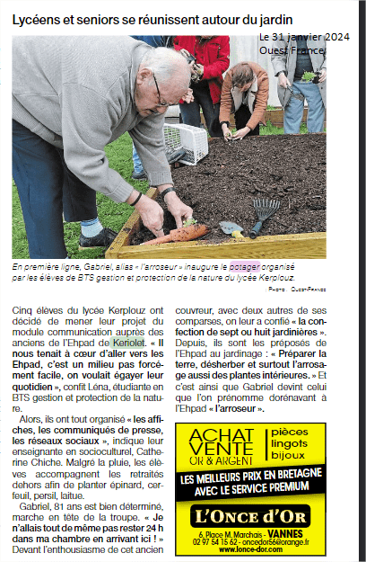 Lycéens et seniors se réunissent autour du jardin