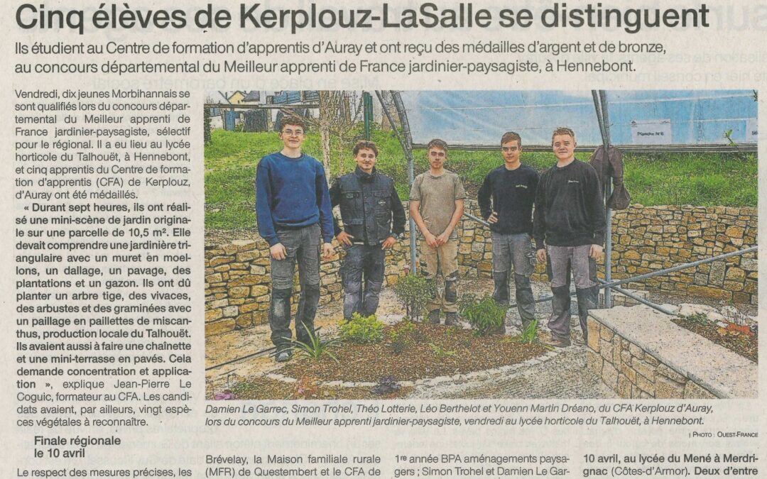 Cinq élèves de Kerplouz-LaSalle se distinguent