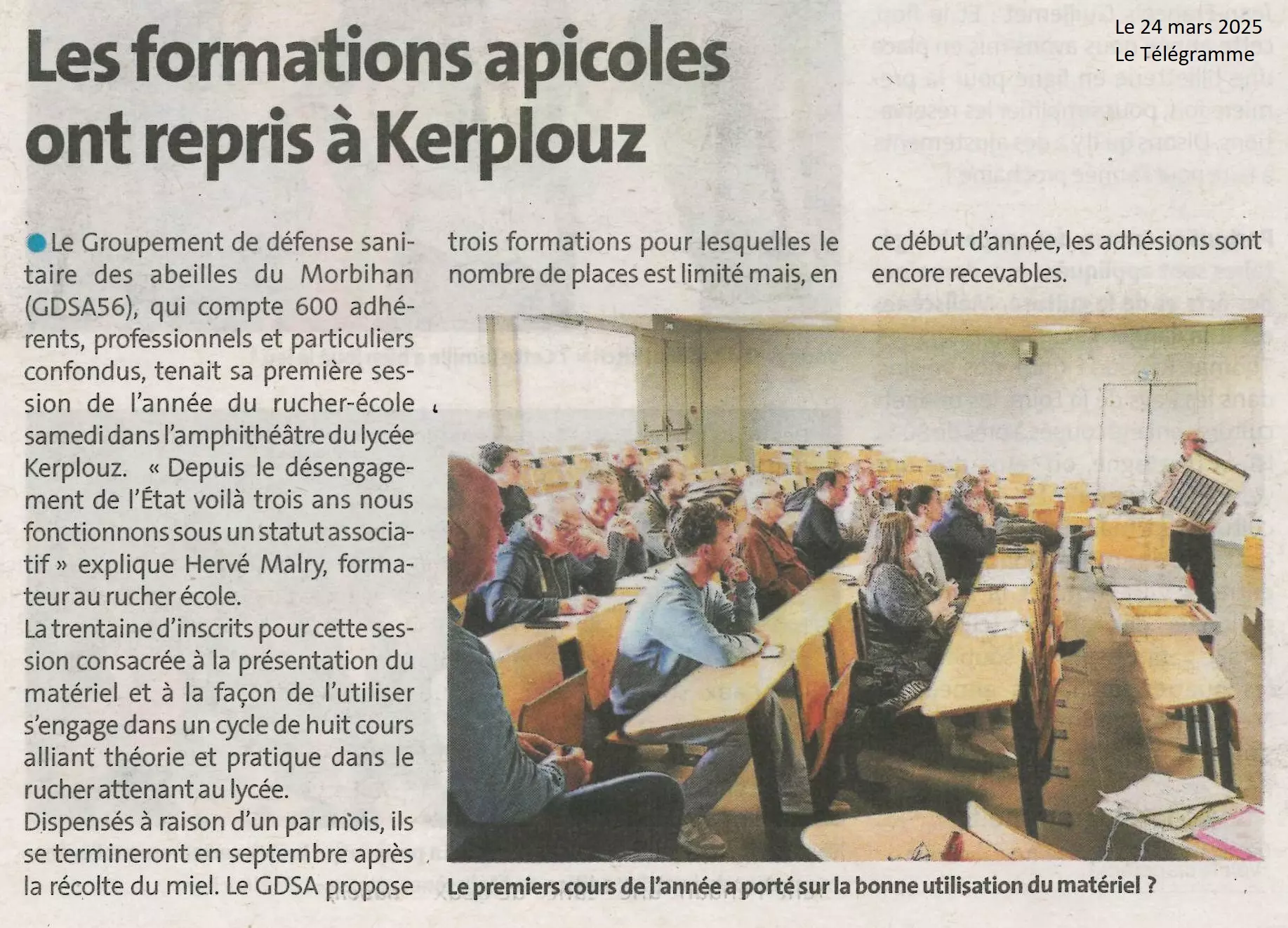 Les formations apicoles ont repris &agrave; Kerplouz
