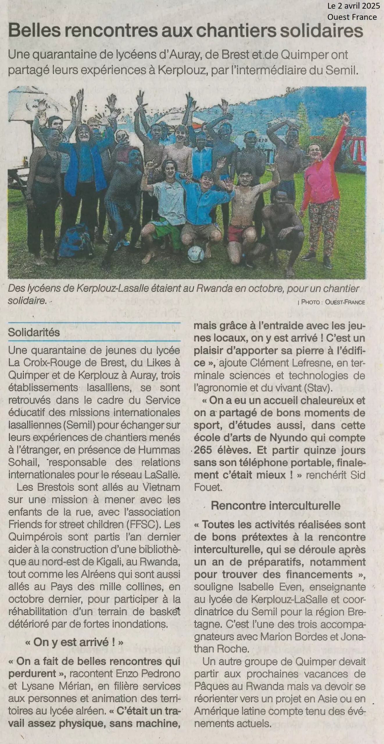 Belles rencontres aux chantiers solidaires