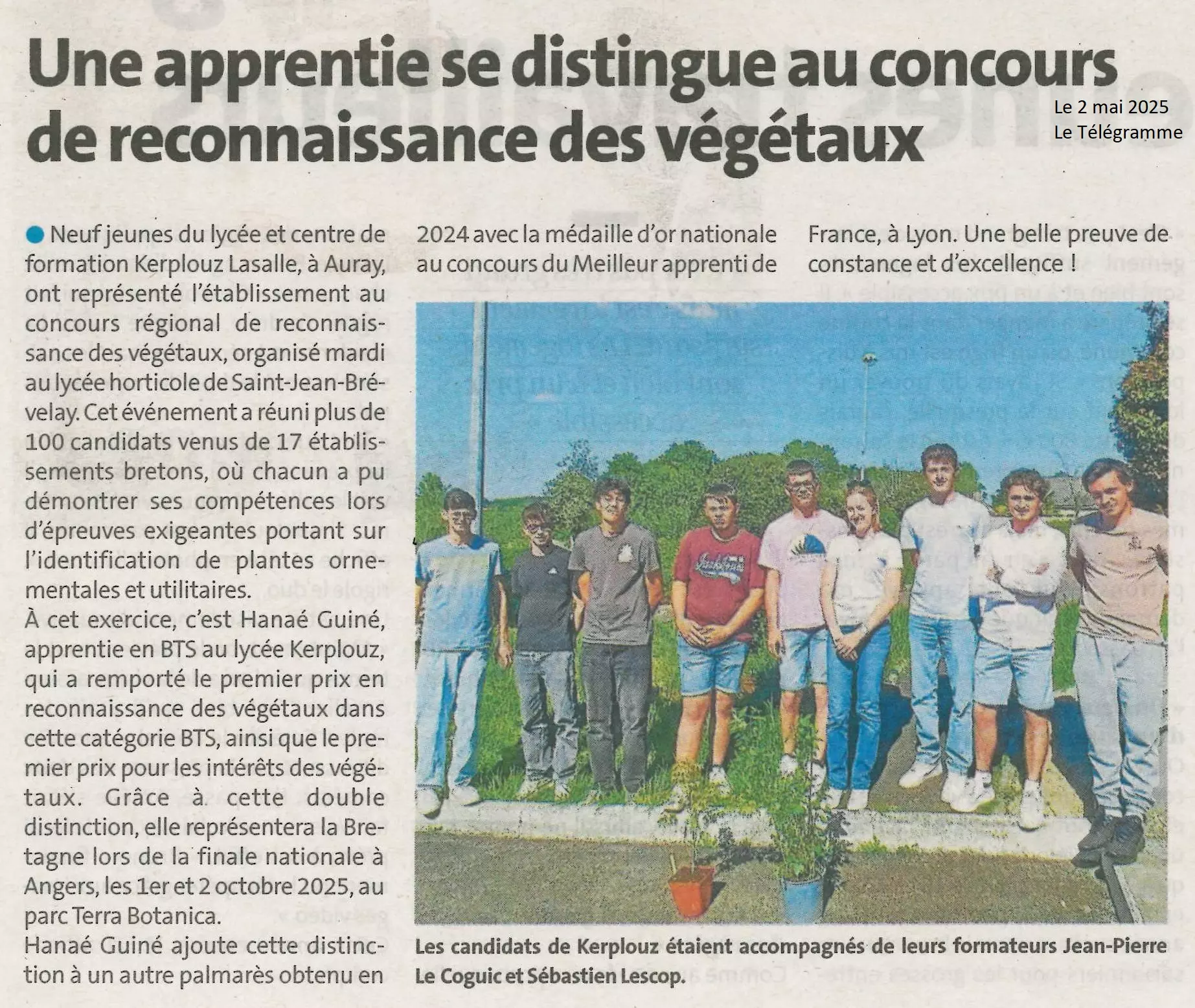 Une apprentie se distingue au concours de reconnaissance des végétaux