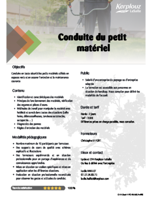 CONDUITE DU PETIT MATERIEL