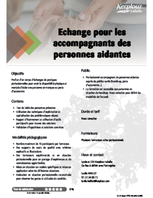 ECHANGE POUR LES ACCOMPAGNANTS DES PERSONNES AIDANTES
