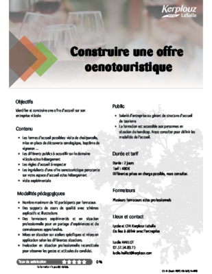 OFFRE OENOTOURISTIQUE