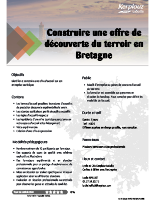 OFFRE TOURISTIQUE DU TERROIR EN BRETAGNE