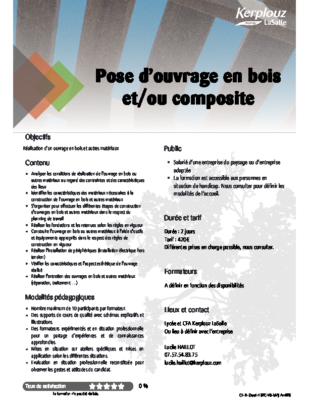 POSE D’UN OUVRAGE BOIS ET-OU COMPOSITE