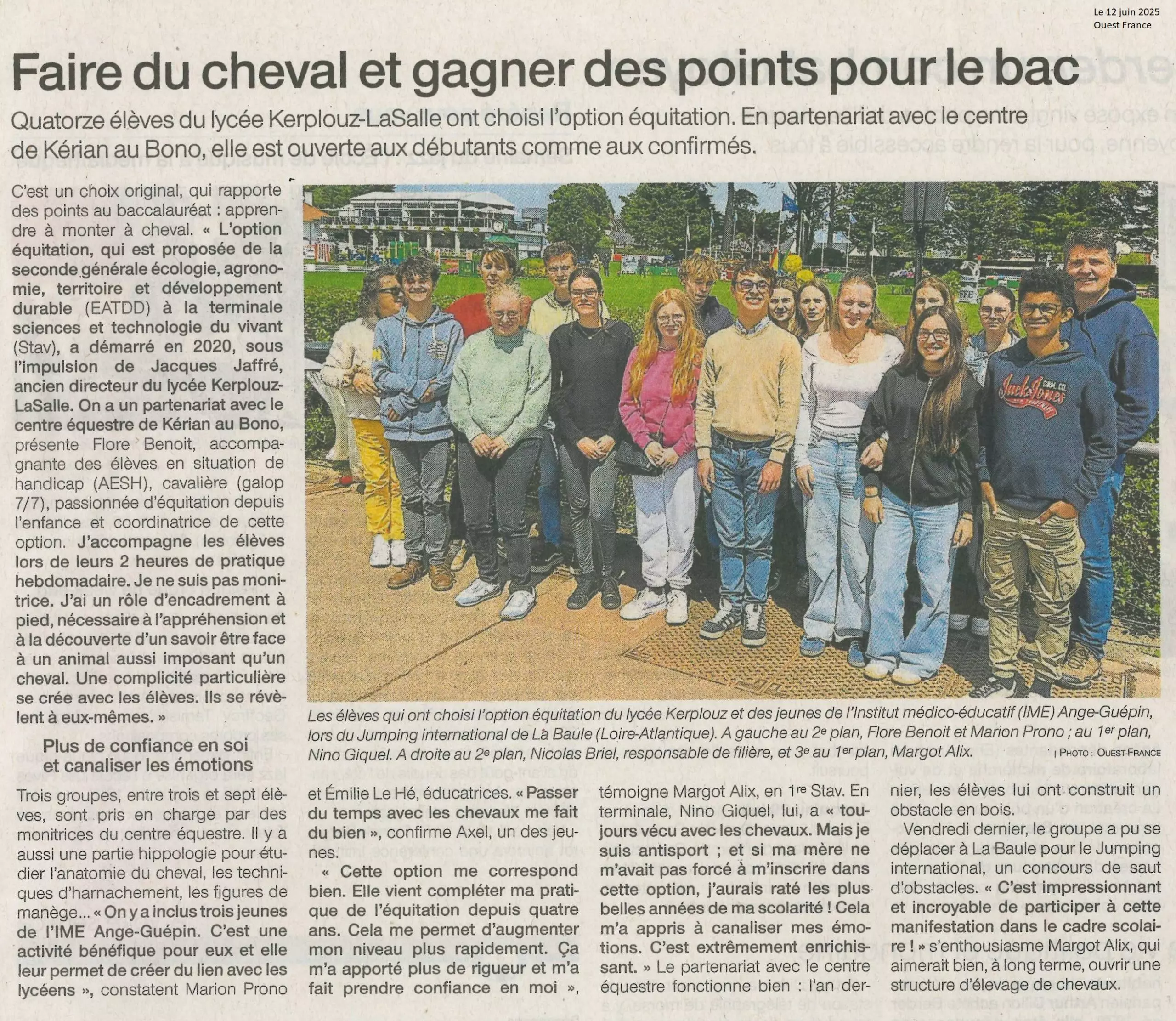 Faire du cheval et gagner des points pour le bac