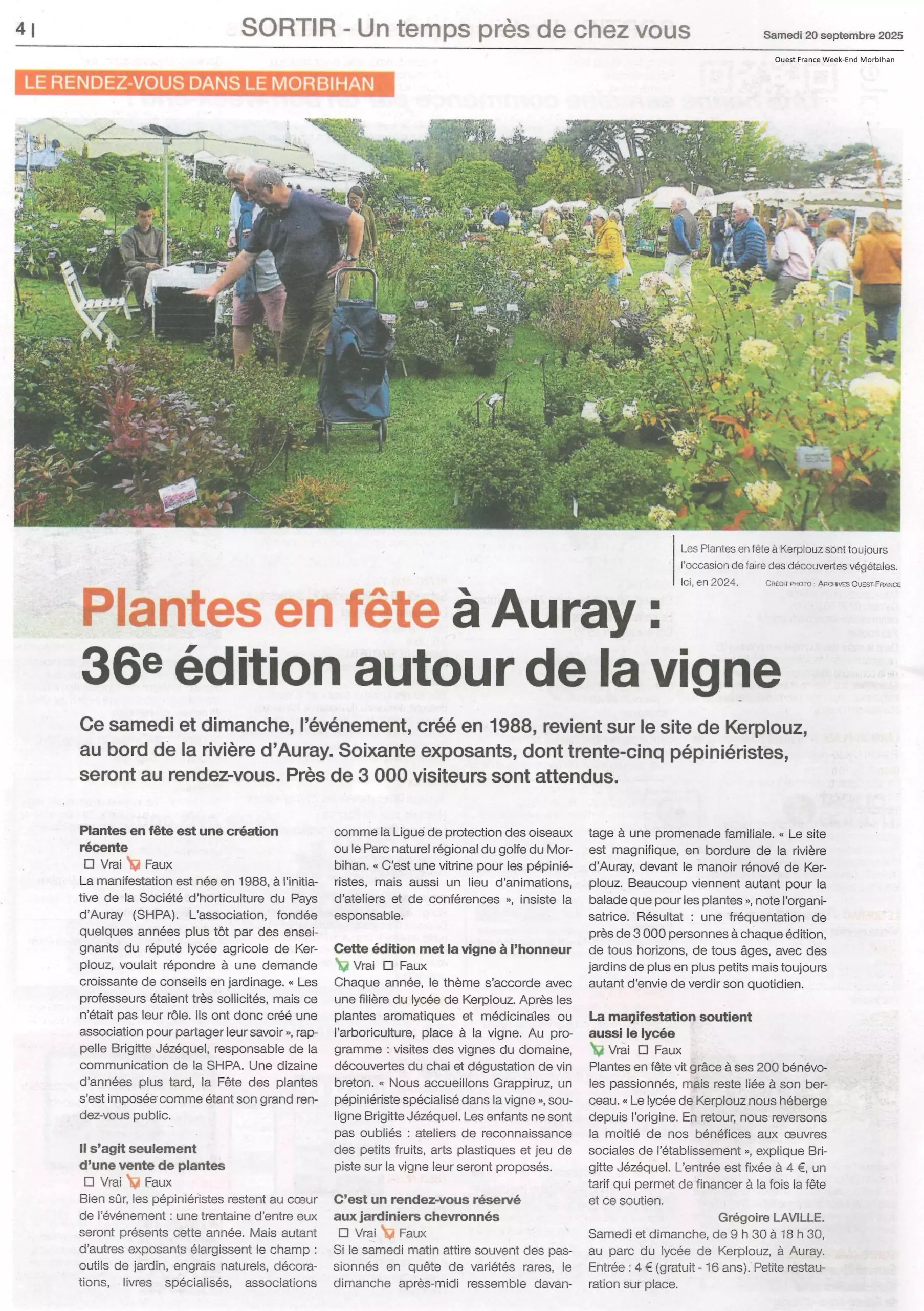 Plantes en fête à Auray : 36e édition autour de la vigne