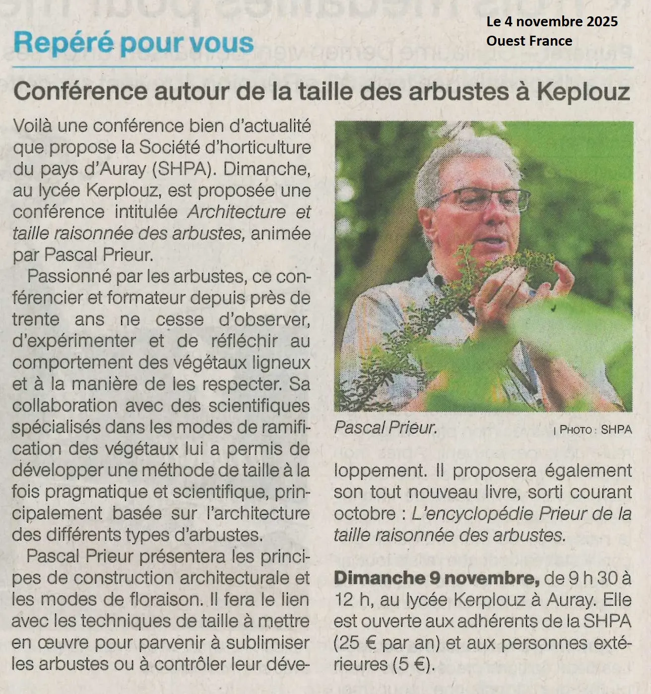 Conférence autour de la taille des arbustes à Kerplouz