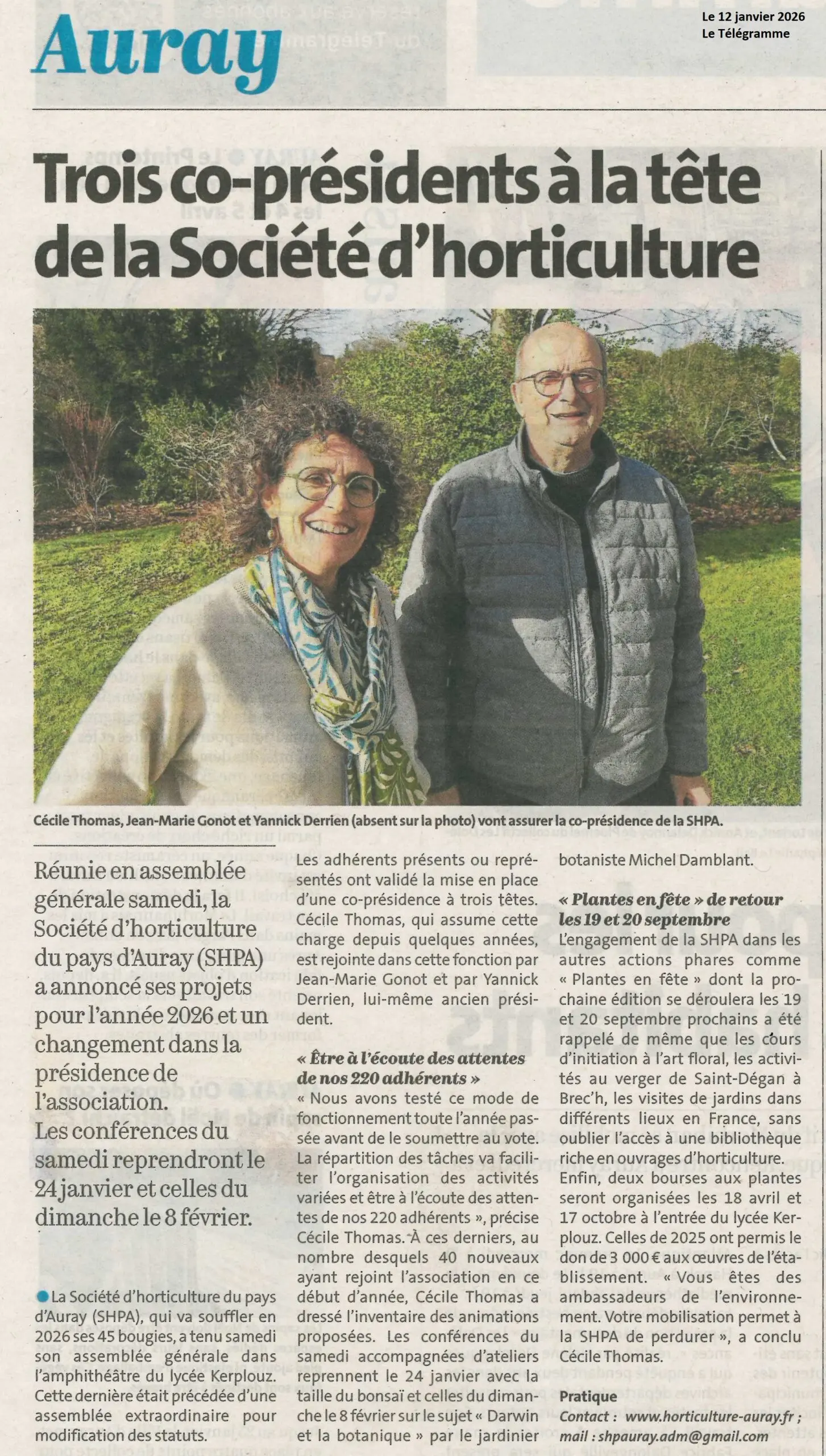 Trois pr&eacute;sidents &agrave; la t&ecirc;te de la Soci&eacute;t&eacute; d&rsquo;horticulture