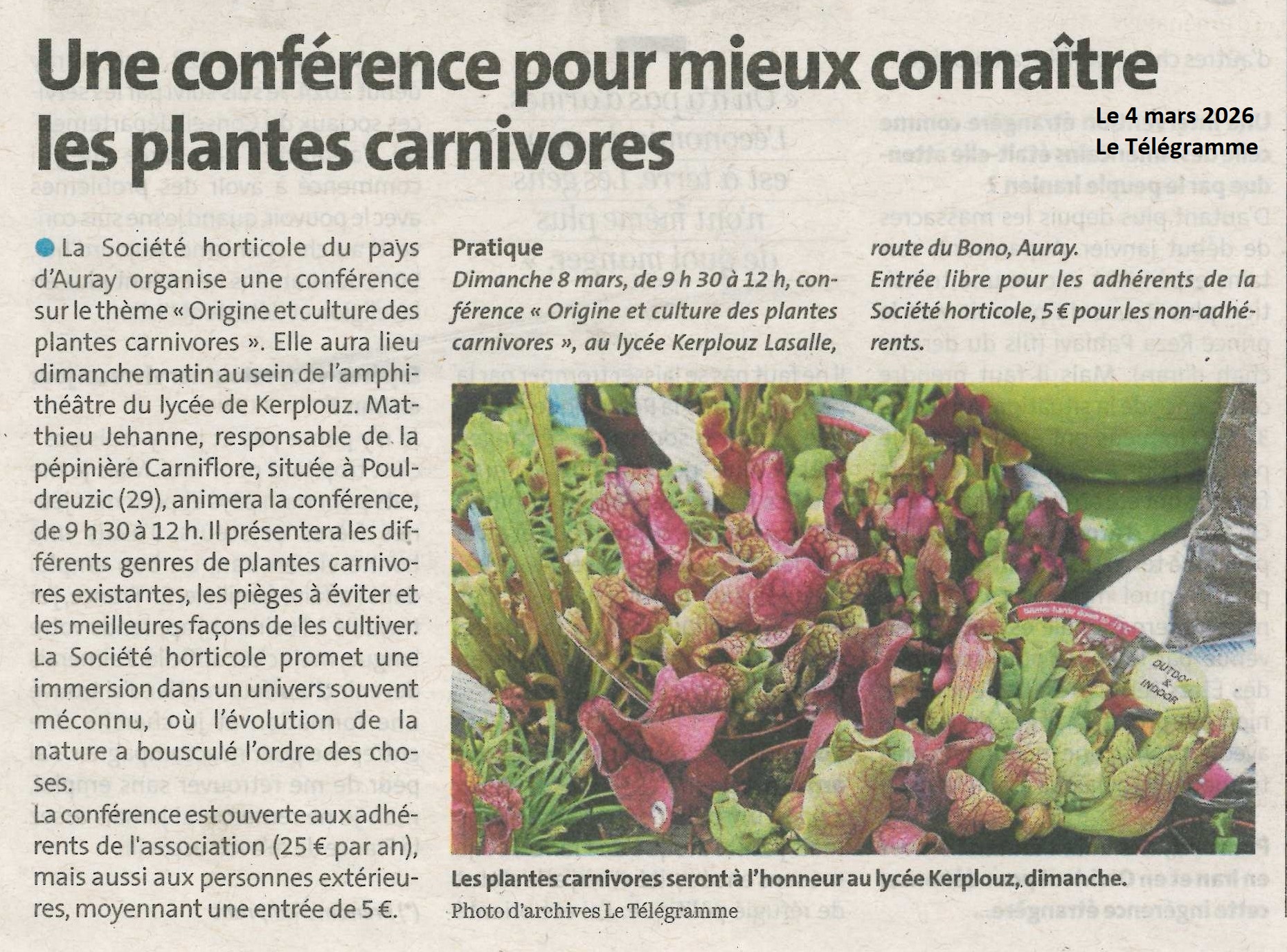 Une conf&eacute;rence pour mieux conna&icirc;tre les plantes carnivores