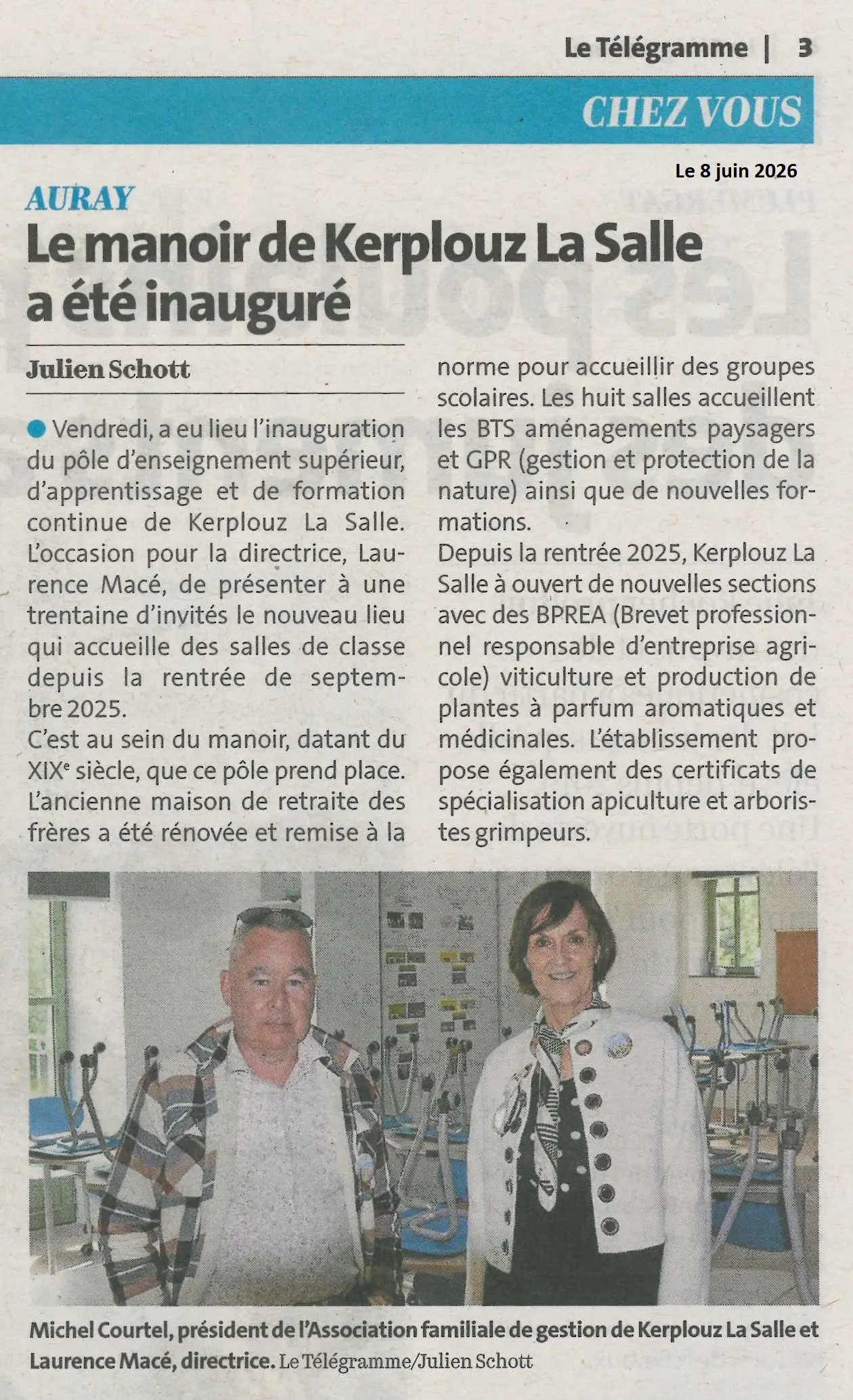 Le manoir de Kerplouz-LaSalle a &eacute;t&eacute; inaugur&eacute;