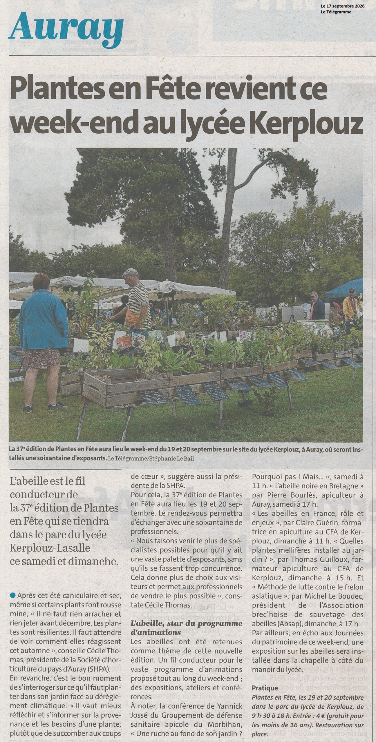 Plantes en F&ecirc;te revient ce week-end au lyc&eacute;e Kerplouz